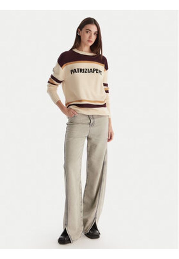 Patrizia Pepe Sweter 2K0352/K298-YA34 Écru Regular Fit. Kolor: kremowy. Materiał: syntetyk