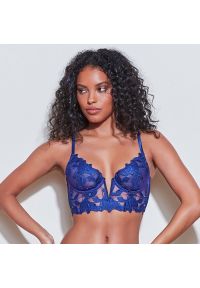 Intica - Koronkowa braletka z fiszbinami regulowane ramiączka elegancki styl Waltraude. Kolor: niebieski. Materiał: koronka. Rodzaj stanika: biustonosz z fiszbinami. Wzór: koronka #2