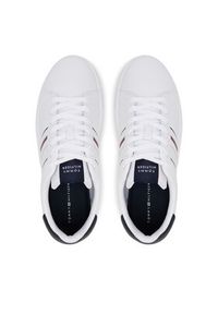 TOMMY HILFIGER - Tommy Hilfiger Sneakersy Modern Cupsole Stripes Lth FM0FM05406 Biały. Kolor: biały. Materiał: skóra #5
