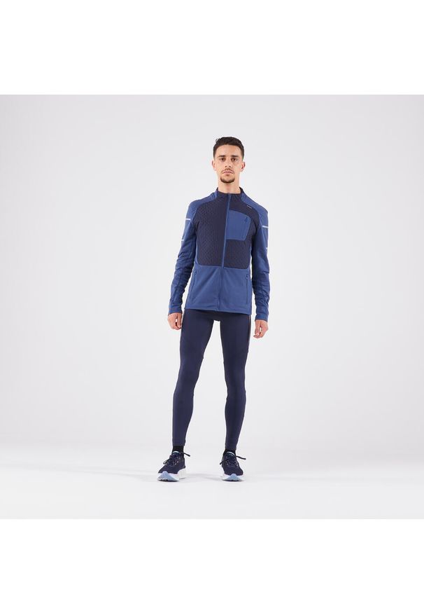 KIPRUN - Bluza do biegania męska Kiprun Run 900 Warm ocieplana. Kolor: niebieski. Materiał: mesh. Sezon: zima. Sport: bieganie
