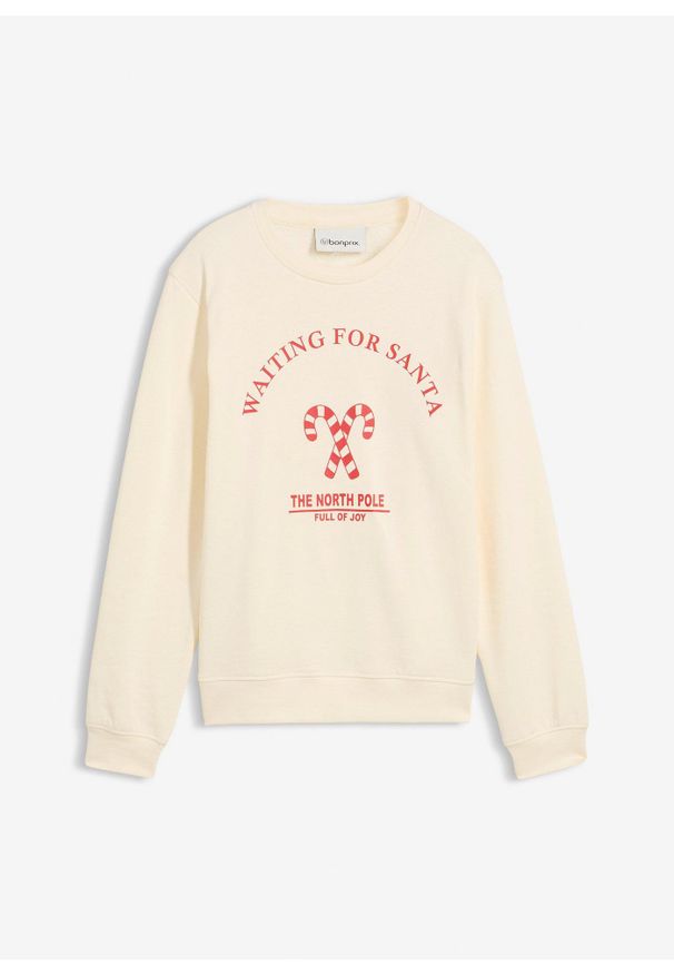 bonprix - Bluza z czystej bawełny organicznej. Kolor: beżowy. Materiał: bawełna. Styl: wizytowy