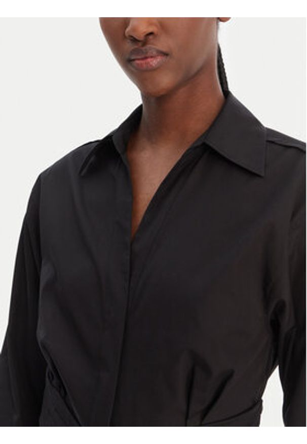 BOSS Sukienka koszulowa Drepill 50553673 Czarny Regular Fit. Kolor: czarny. Materiał: bawełna. Typ sukienki: koszulowe