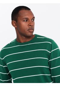 Ombre Clothing - Casualowy sweter męski w poziome paski – zielony V4 - Rozmiar: XXL. Okazja: na co dzień. Kolor: zielony. Materiał: nylon, włókno, materiał, bawełna. Wzór: paski. Styl: casual #8