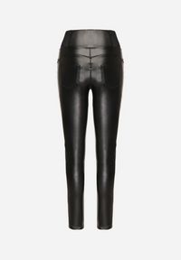 Born2be - Czarne Ocieplane Legginsy z Ekoskóry z Wysokim Stanem Feliora. Okazja: na co dzień. Stan: podwyższony. Kolor: czarny. Materiał: satyna. Styl: elegancki, wizytowy, casual #3