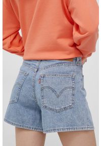 Levi's® - Levi's szorty jeansowe damskie gładkie high waist 39451.0009-LightIndig. Okazja: na spotkanie biznesowe, na co dzień. Stan: podwyższony. Kolor: niebieski. Materiał: jeans. Wzór: gładki. Styl: biznesowy, casual #4