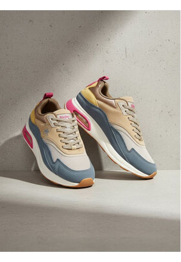 Beverly Hills Polo Club Sneakersy EO-L240061 Beżowy. Kolor: beżowy. Materiał: zamsz, skóra