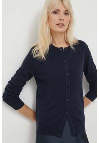 United Colors of Benetton kardigan kaszmirowy kolor granatowy lekki. Kolor: niebieski. Materiał: kaszmir. Wzór: gładki #1