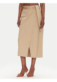 ACCESS FASHION Spódnica midi 53-6037-502 Beżowy Regular Fit. Kolor: beżowy. Materiał: bawełna