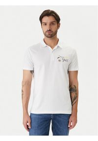 Guess Polo F6GP01 K8FQ4 Biały Regular Fit. Typ kołnierza: polo. Kolor: biały. Materiał: bawełna #1