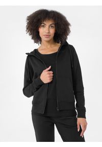 4f - 4F Bluza dresowa rozpinana z kapturem damska S. Typ kołnierza: kaptur. Kolor: czarny. Materiał: dresówka #2