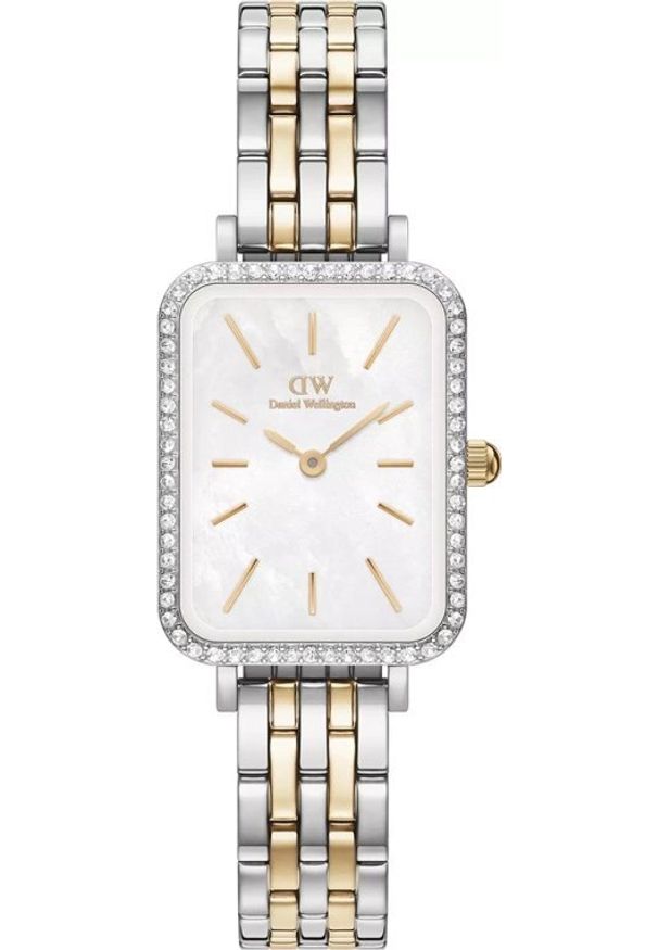 Daniel Wellington - ZEGAREK DAMSKI DANIEL WELLINGTON Quadro Lumine Bezel 5-Link Two-Tone DW00100671 + BOX (zw519g)