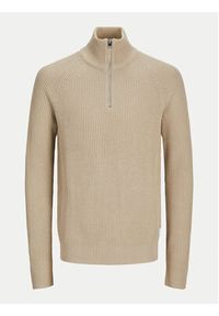 Jack & Jones Sweter Pannel 12258473 Beżowy Regular Fit. Kolor: beżowy. Materiał: syntetyk, bawełna #7