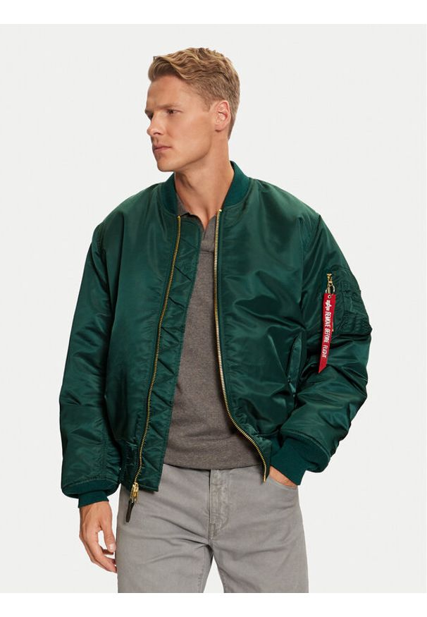 Alpha Industries Kurtka bomber 100101 Zielony Regular Fit. Kolor: zielony. Materiał: syntetyk