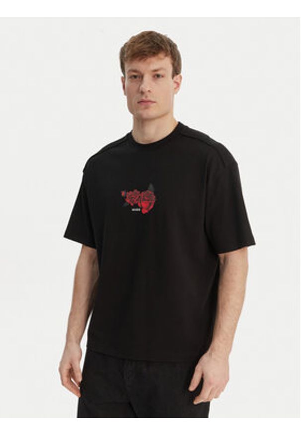 Hugo - HUGO T-Shirt Domans 50564642 Czarny Oversize. Kolor: czarny. Materiał: bawełna