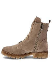 Beżowe Botki Armodo Modne Buty Na Jesień. Okazja: na co dzień. Zapięcie: sznurówki. Kolor: beżowy. Materiał: skóra. Sezon: jesień. Obcas: na obcasie. Styl: casual. Wysokość obcasa: średni #4