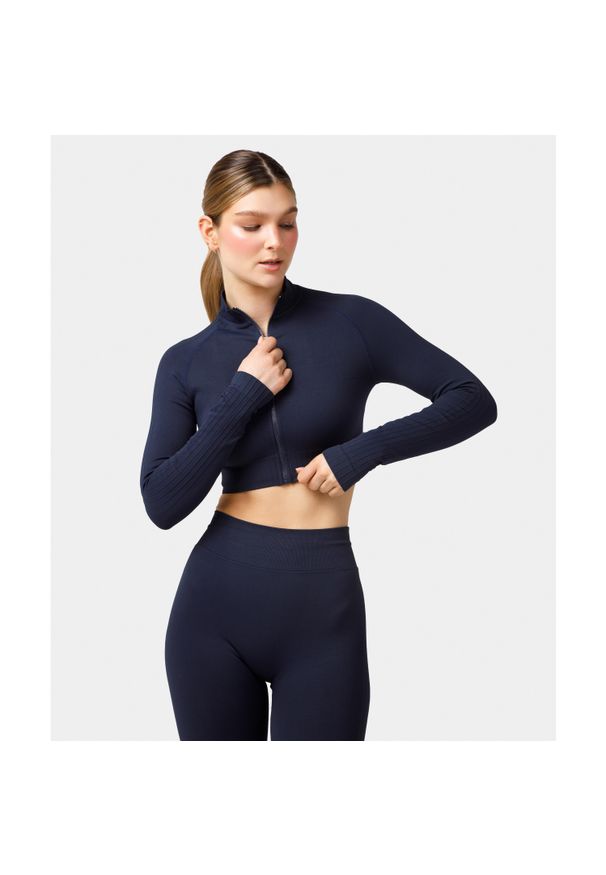 Longsleeve rozpinany Carpatree Elite granatowy. Kolor: niebieski. Materiał: skóra, materiał, elastan. Długość rękawa: długi rękaw. Sport: fitness