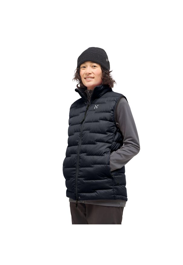 Damska kurtka bez rękawów Haglöfs ROC Flash Down. Kolor: czarny. Materiał: puch. Długość rękawa: bez rękawów. Sport: turystyka piesza