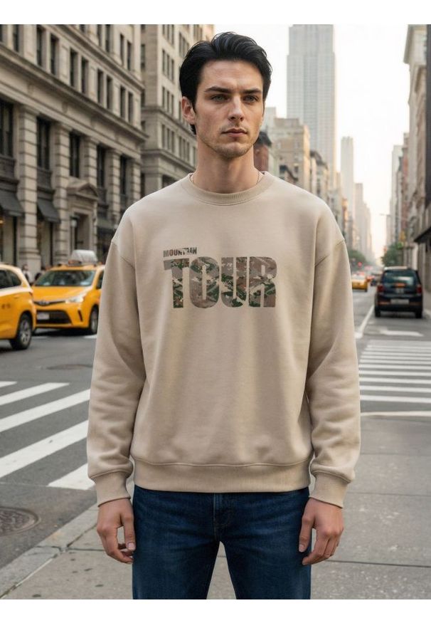 Sinsay - Bluza crewneck z napisem - beżowy. Kolor: beżowy. Wzór: napisy