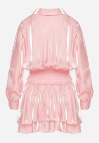 Born2be - Różowa Sukienka z Wiskozy o Koszulowym Kroju z Falbankami Liova. Typ kołnierza: kołnierz z falbankami. Kolor: różowy. Materiał: wiskoza. Typ sukienki: koszulowe #2