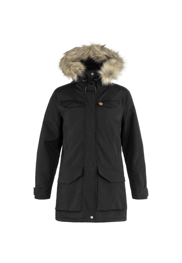 Fjällräven - Płaszcz damski Fjallraven Nuuk Parka. Kolor: czarny, szary, wielokolorowy. Sezon: zima. Styl: sportowy