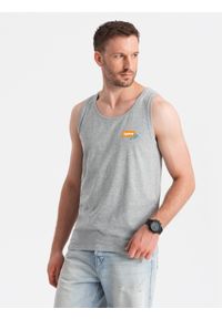 Ombre Clothing - Bawełniany tank top męski z nadrukiem Summer Vibe – szary melanż V3. Okazja: na plażę, na co dzień. Kolor: szary. Materiał: bawełna. Długość rękawa: bez rękawów. Wzór: melanż, nadruk. Sezon: lato. Styl: wakacyjny, sportowy, casual, elegancki #8