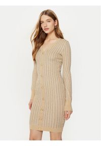 Guess Sukienka dzianinowa W5RK09 Z3KT0 Beżowy Bodycon Fit. Kolor: beżowy. Materiał: wiskoza. Typ sukienki: bodycon