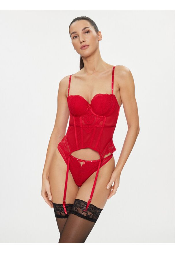 Hunkemöller Biustonosz top Mariah Bustier 203565 Czerwony. Kolor: czerwony. Materiał: syntetyk