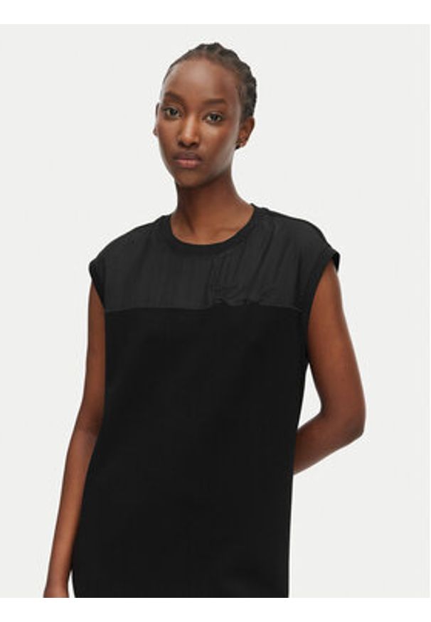 Karl Lagerfeld - KARL LAGERFELD Sukienka codzienna B2W13033 Czarny Regular Fit. Okazja: na co dzień. Typ kołnierza: dekolt w karo. Kolor: czarny. Materiał: wiskoza. Typ sukienki: proste. Styl: casual