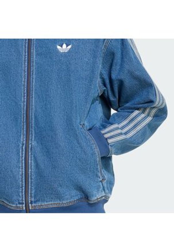 Adidas - adidas Bluza adicolor Denim Firebird KD1517 Niebieski Loose Fit. Kolor: niebieski. Materiał: bawełna