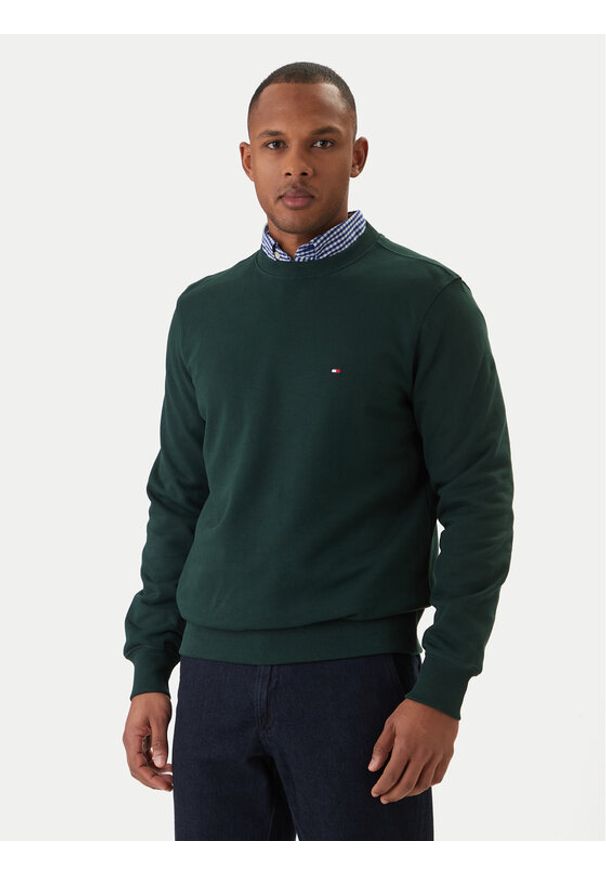 TOMMY HILFIGER - Tommy Hilfiger Bluza Essential MW0MW37237 Zielony Regular Fit. Kolor: zielony. Materiał: bawełna