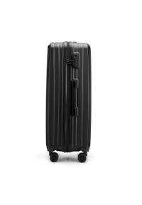 Wittchen - Duża walizka z ABS-u w ukośne paski czarna. Kolor: czarny. Materiał: poliester. Wzór: paski #5