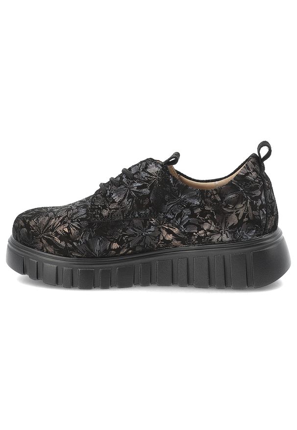 Czarne Sneakersy Filippo Eleganckie Obuwie Damskie. Okazja: na co dzień. Kolor: czarny. Szerokość cholewki: normalna. Wzór: aplikacja, kwiaty. Styl: elegancki