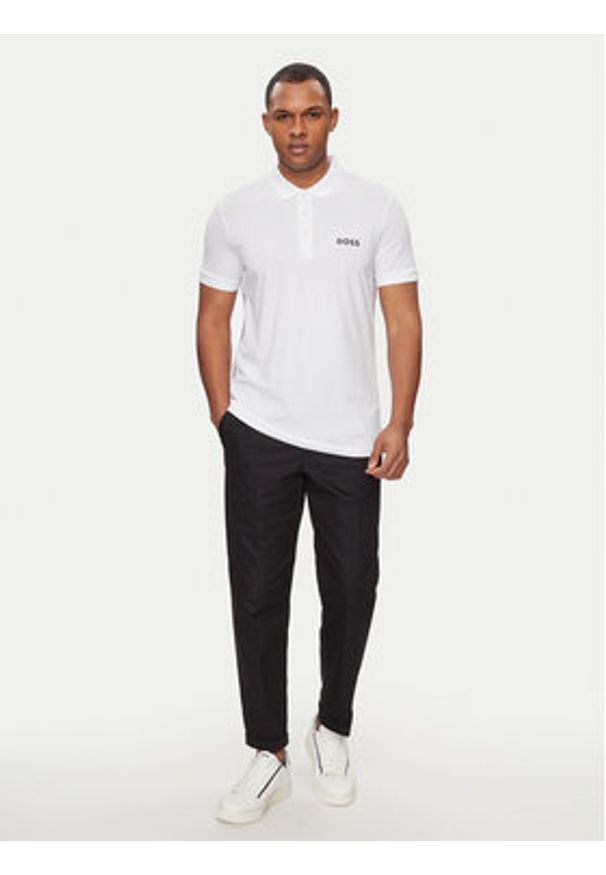BOSS - Boss Polo Paule 50512789 Biały Slim Fit. Typ kołnierza: polo. Kolor: biały. Materiał: syntetyk, bawełna