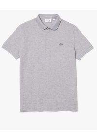 Lacoste - LACOSTE - Szary t-shirt polo z bawełnianej piki Regular Fit. Typ kołnierza: polo. Kolor: szary. Materiał: bawełna. Wzór: haft