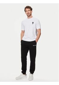 Karl Lagerfeld - KARL LAGERFELD T-Shirt 755026 542221 Biały Regular Fit. Typ kołnierza: dekolt w karo. Kolor: biały. Materiał: bawełna