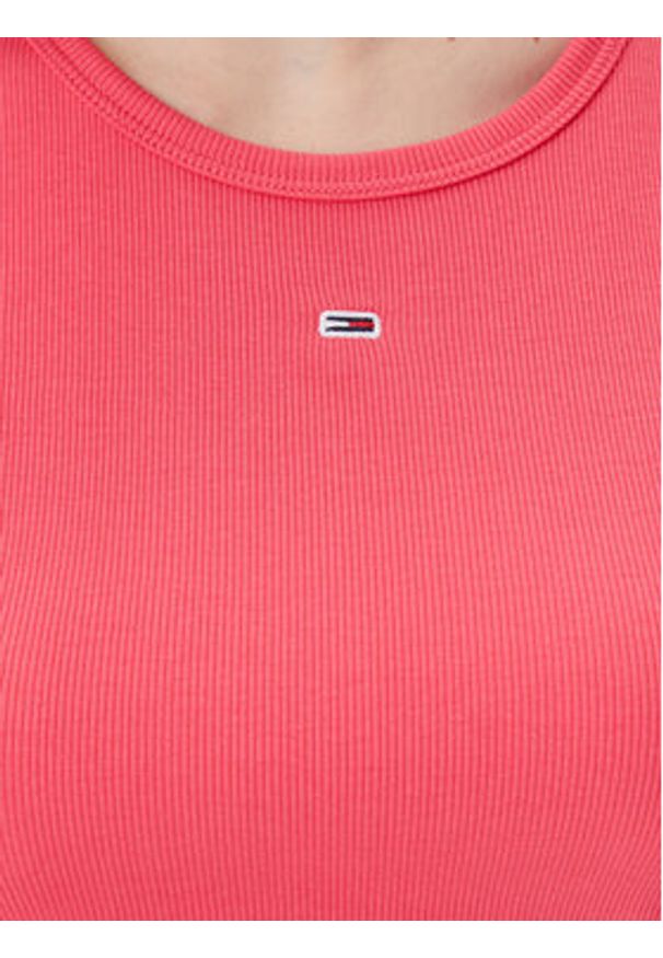 Tommy Jeans T-Shirt Essential DW0DW17383 Różowy Slim Fit. Kolor: różowy. Materiał: bawełna