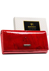 ROVICKY - Duży lakierowany portfel damski ze skóry naturalnej i ekologicznej klasyczny poziomy na zatrzask ochrona RFID Rovicky RPN-27-YM. Materiał: lakier #1