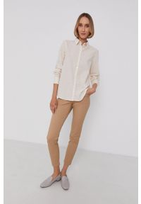 Pennyblack Spodnie damskie kolor beżowy dopasowane medium waist. Kolor: beżowy. Materiał: tkanina #2