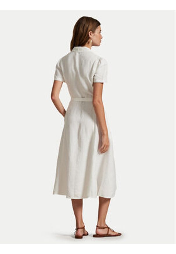 Polo Ralph Lauren Sukienka koszulowa 211972041001 Biały Regular Fit. Typ kołnierza: polo. Kolor: biały. Materiał: len. Typ sukienki: koszulowe