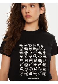 Karl Lagerfeld - KARL LAGERFELD T-Shirt A1W17124 Czarny Regular Fit. Typ kołnierza: dekolt w karo. Kolor: czarny. Materiał: bawełna