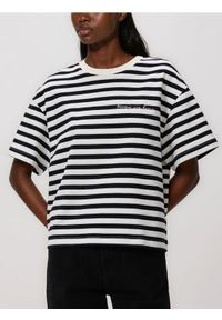 Reserved - T-shirt w paski z nadrukiem - wielobarwny. Materiał: dzianina, bawełna. Wzór: nadruk, paski