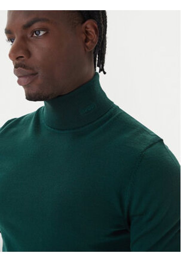 Hugo - HUGO Golf San Thomas-M 50474174 Zielony Regular Fit. Typ kołnierza: golf. Kolor: zielony. Materiał: wełna