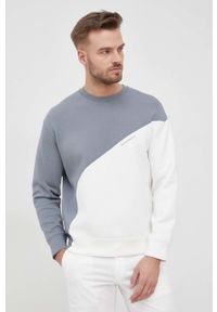 Emporio Armani bluza męska kolor biały wzorzysta. Kolor: biały. Materiał: dzianina. Wzór: nadruk