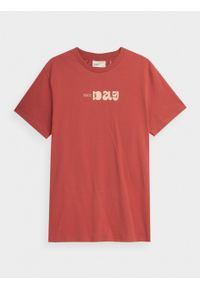 outhorn - T-shirt z nadrukiem męski - czerwony. Okazja: na co dzień. Kolor: czerwony. Materiał: bawełna, dzianina. Wzór: nadruk. Styl: casual #3