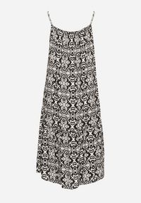 Born2be - Czarna Rozkloszowana Sukienka na Ramiączkach z Bawełny w Ornamentalny Wzór Valpio. Okazja: na spacer. Typ kołnierza: dekolt kwadratowy. Kolor: czarny. Materiał: bawełna. Długość rękawa: na ramiączkach #6