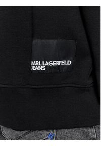 Karl Lagerfeld Jeans - KARL LAGERFELD Bluza Klj Stripe Logo Sweat 236D1855 Czarny Regular Fit. Typ kołnierza: dekolt w karo. Kolor: czarny. Materiał: bawełna #5
