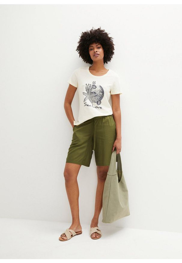 bonprix - T-shirt Sea Love. Kolor: biały. Wzór: nadruk. Styl: elegancki