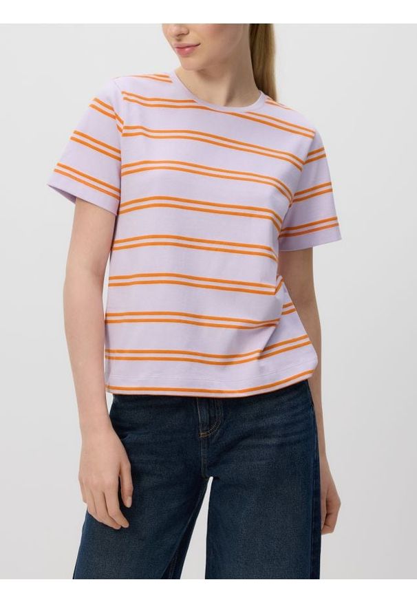 Reserved - T-shirt w paski - jasnozielony. Kolor: zielony. Materiał: dzianina, bawełna. Wzór: paski