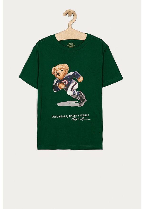 Polo Ralph Lauren - T-shirt dziecięcy 134-176 cm. Okazja: na co dzień. Typ kołnierza: polo. Kolor: zielony. Materiał: bawełna, dzianina. Wzór: nadruk. Styl: casual