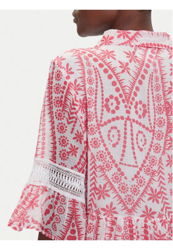Iconique Sukienka koszulowa IC25-039 Różowy Relaxed Fit. Kolor: różowy. Materiał: bawełna. Typ sukienki: koszulowe